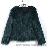 Warm Long Sleeve Winter Coat Jacket Hairy Collarless